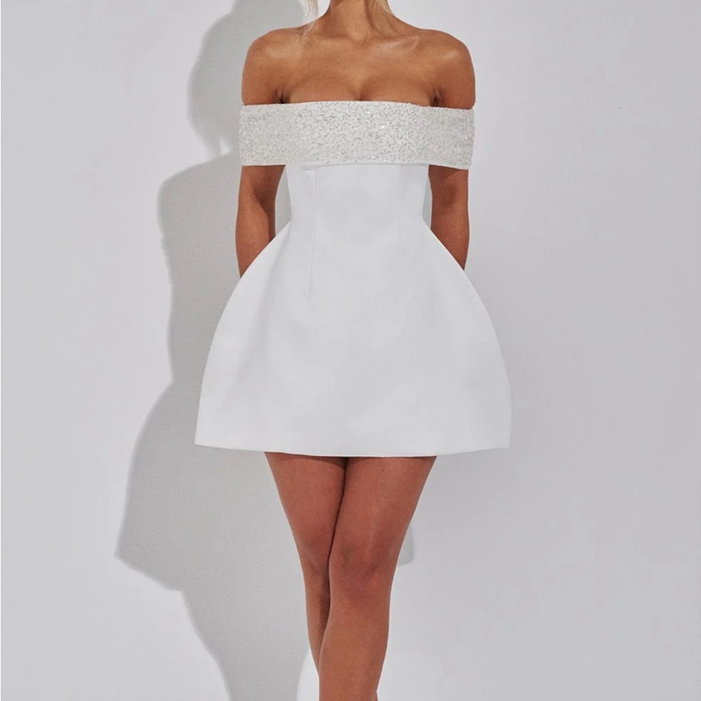 Babyboo Off-Shoulder White Dress